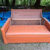 Skai orange convertible sofa 1950s