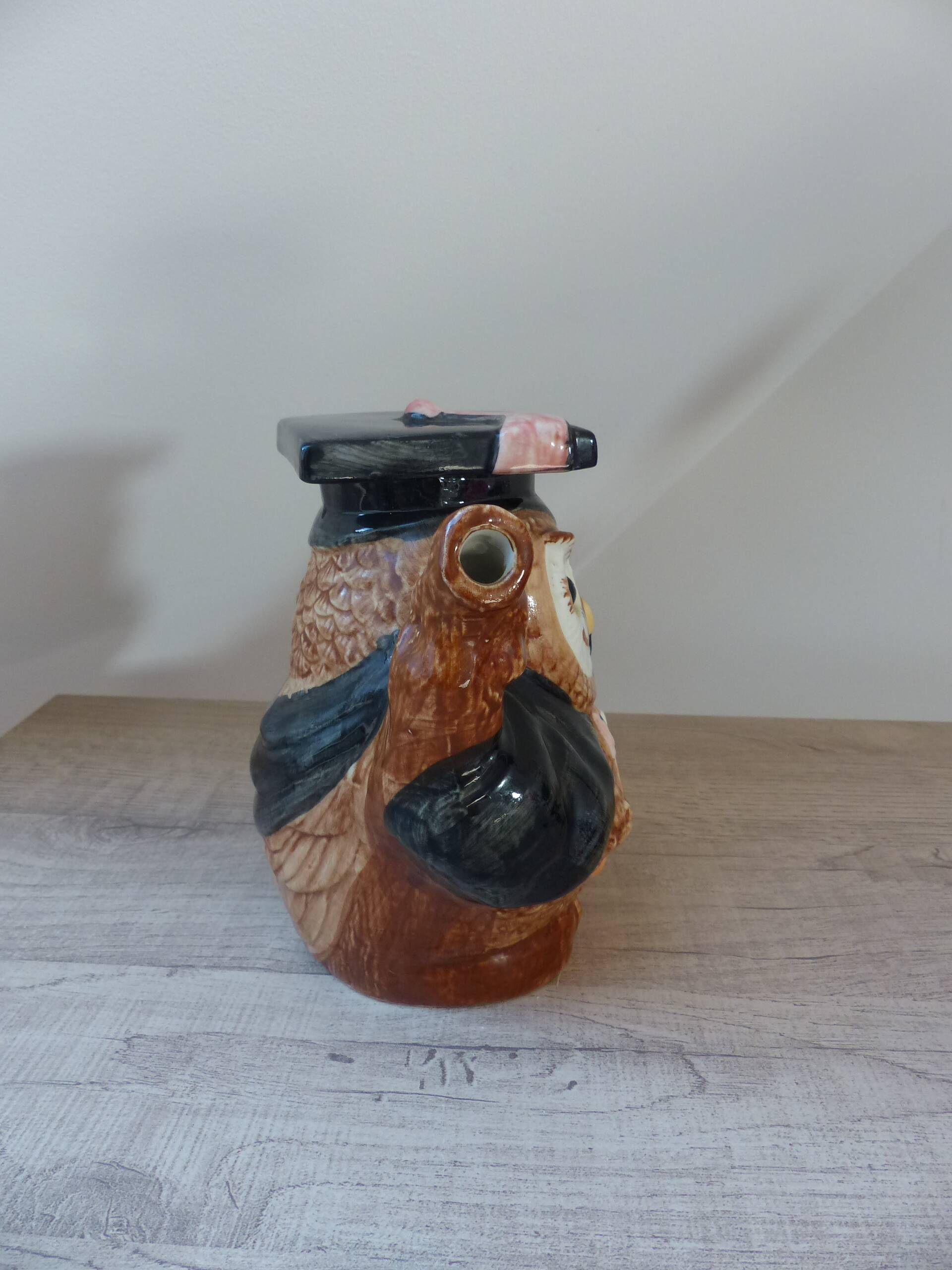 Ancienne théière décorative chouette hibou Savant Céramique