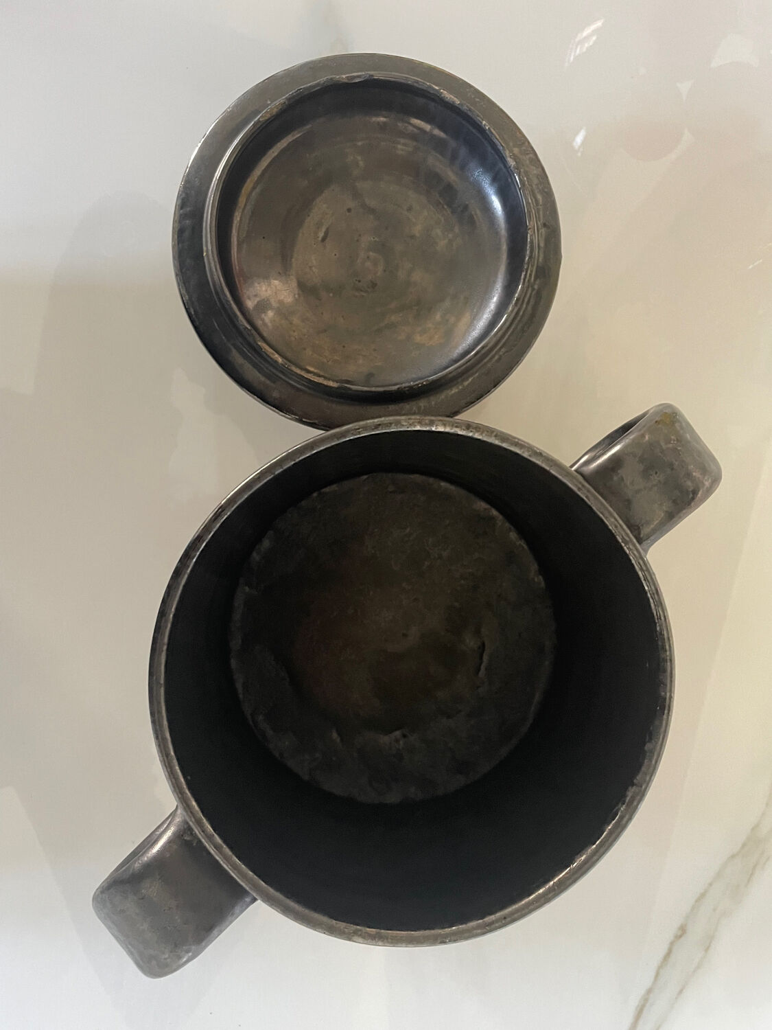 Black ceramic covered pot – Vallauris, 1950s