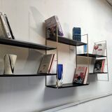 Modular black metal shelf