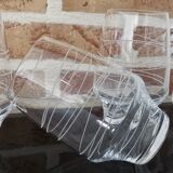 4 retro glass glasses of ovoid shape with graphic patterns