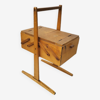 Old wooden folding sewing box