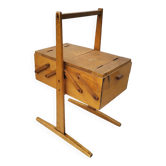 Old wooden folding sewing box