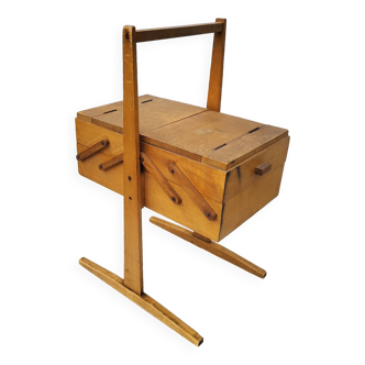 Old wooden folding sewing box