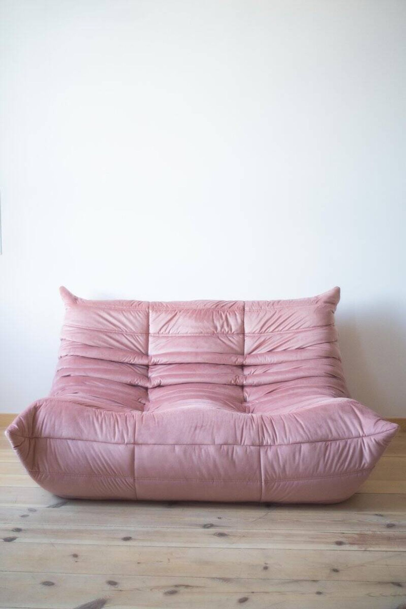 Pink Pearl Velvet Togo 2-Seat attributed to Michel Ducaroy for Ligne Roset