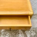 Wooden and bamboo bedside table 70s