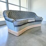 Light blue vintage sofa / armchair with fringes