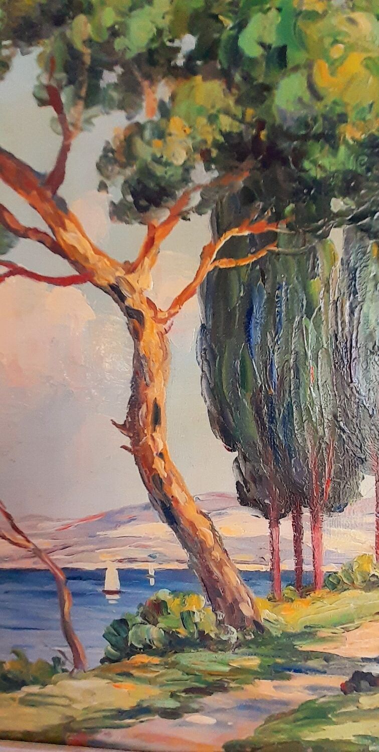 Oil on canvas signed, farmhouse Provençal seaside