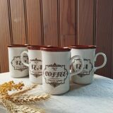 4 tasses / mugs thé beige & marron, de Churchill England