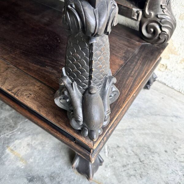 Console antique sculptée à la main de la dynastie Qing du XIXe siècle vers 1860, Chine.