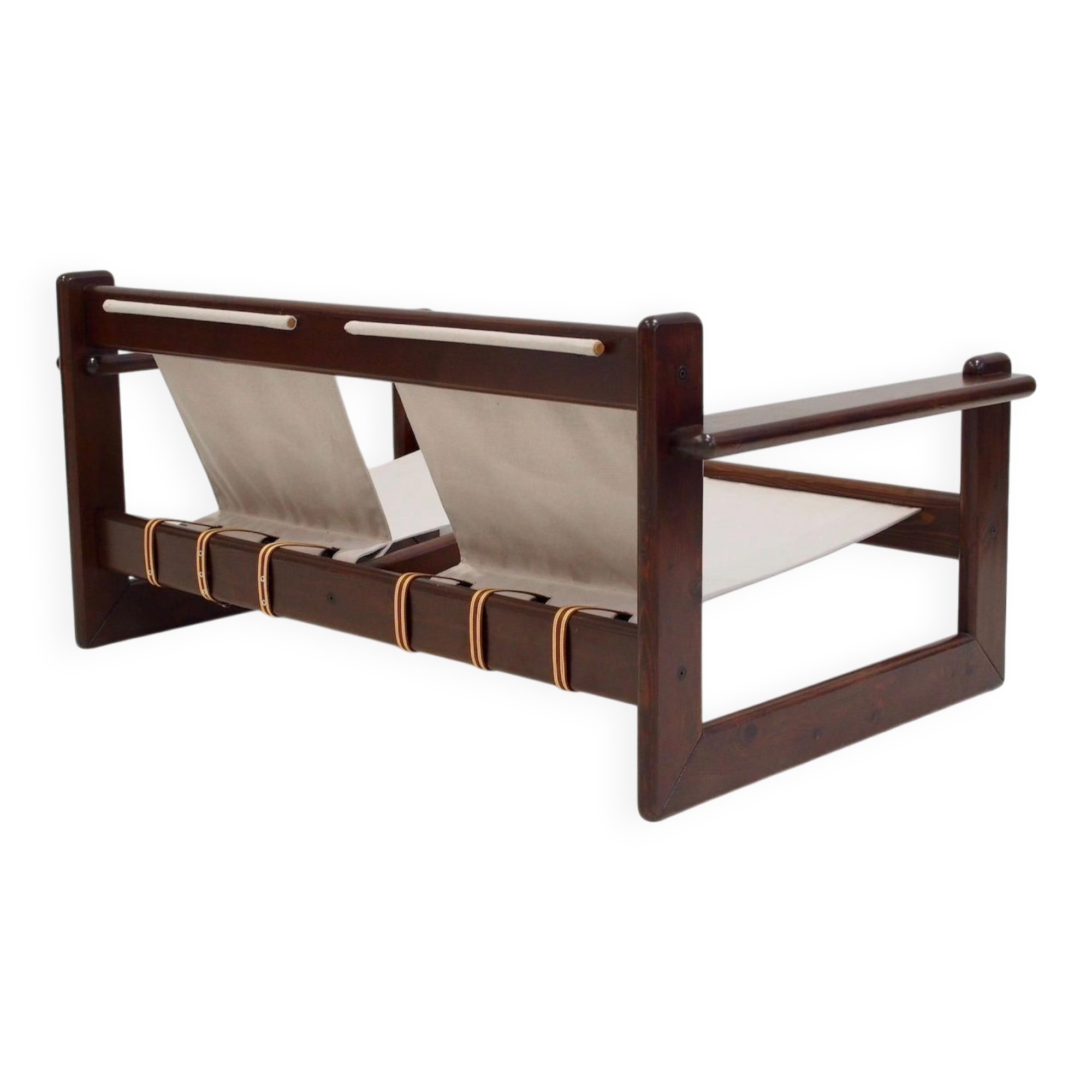 Brazilian walnut sofa and mid-century fabric