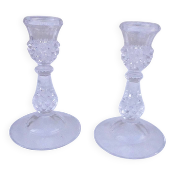 Paire de bougeoirs en cristal