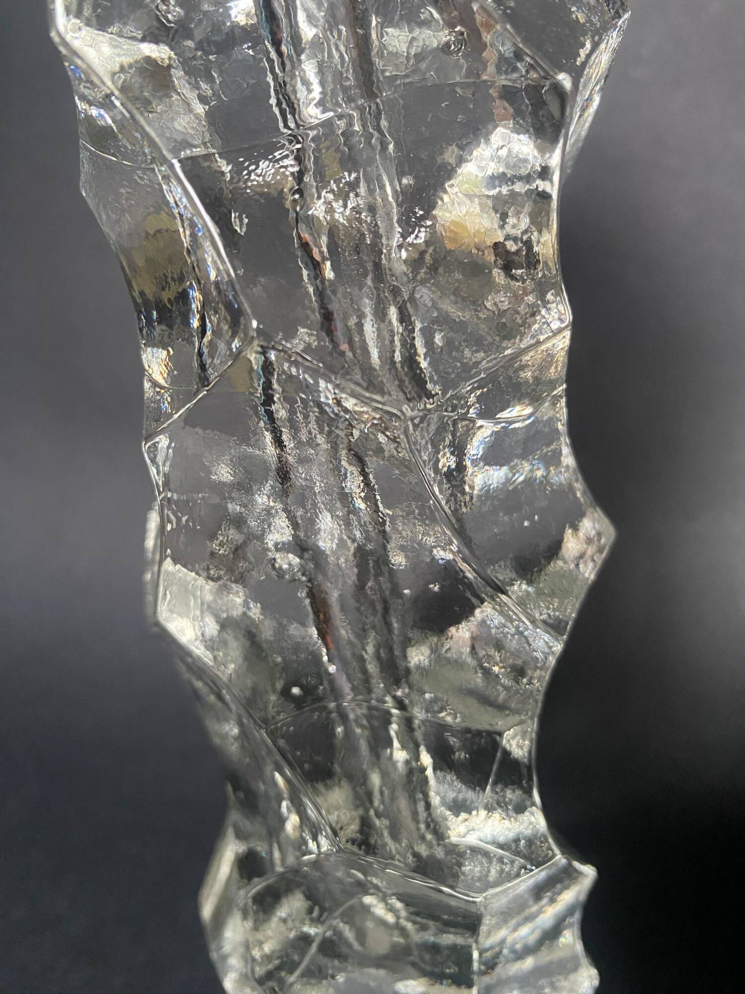Vintage frosted glass vase from the 1970s