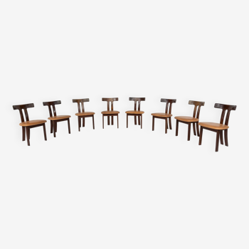Ensemble de 8 chaises T, style scandinave, années 1960