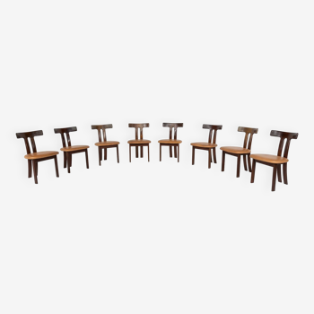 Mid-Century Set of 8 T Chairs, Scandinavian Style, 1960s