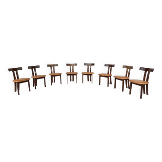 Mid-Century Set of 8 T Chairs, Scandinavian Style, 1960s