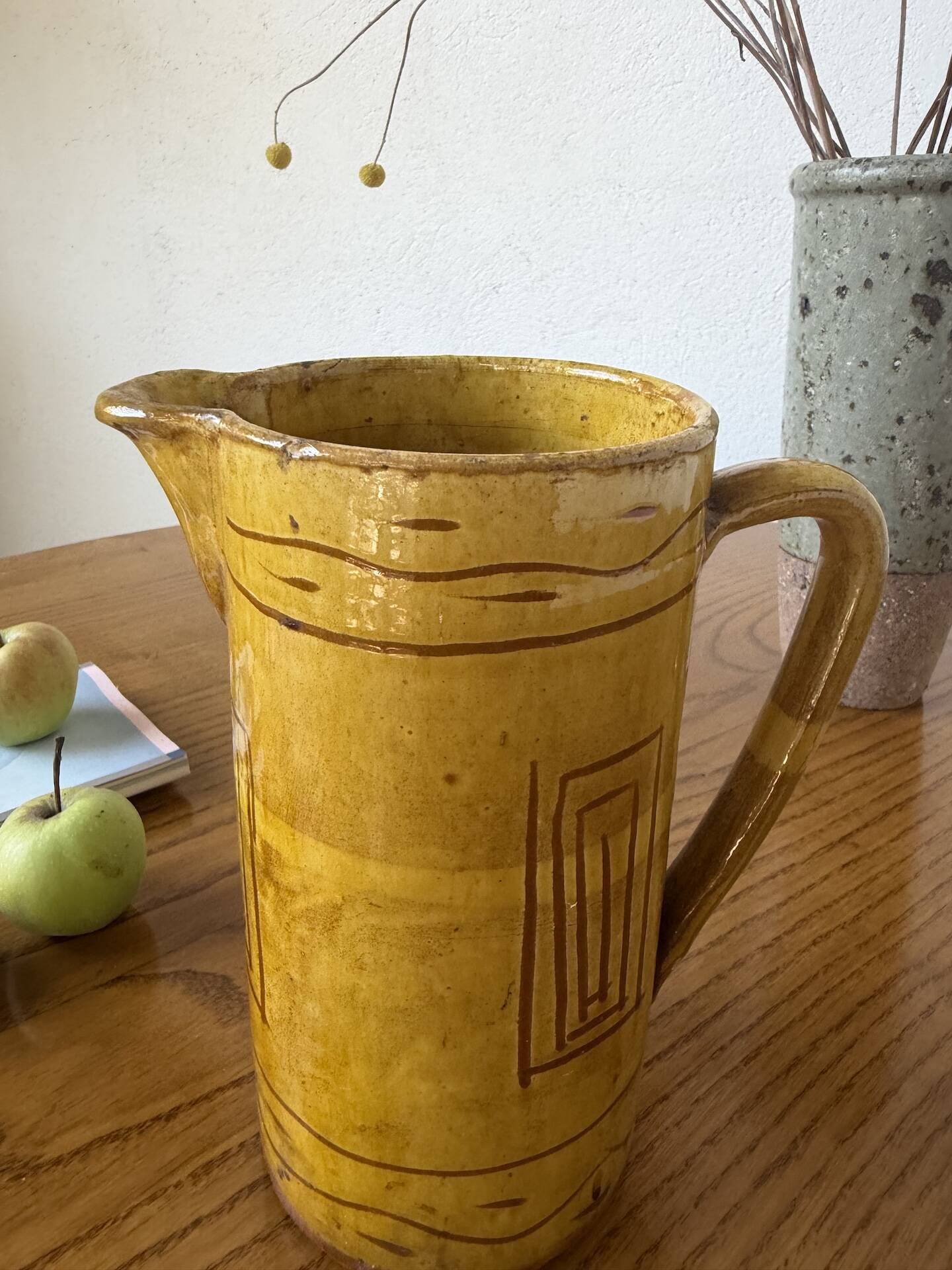 Vintage yellow glazed stoneware jug
