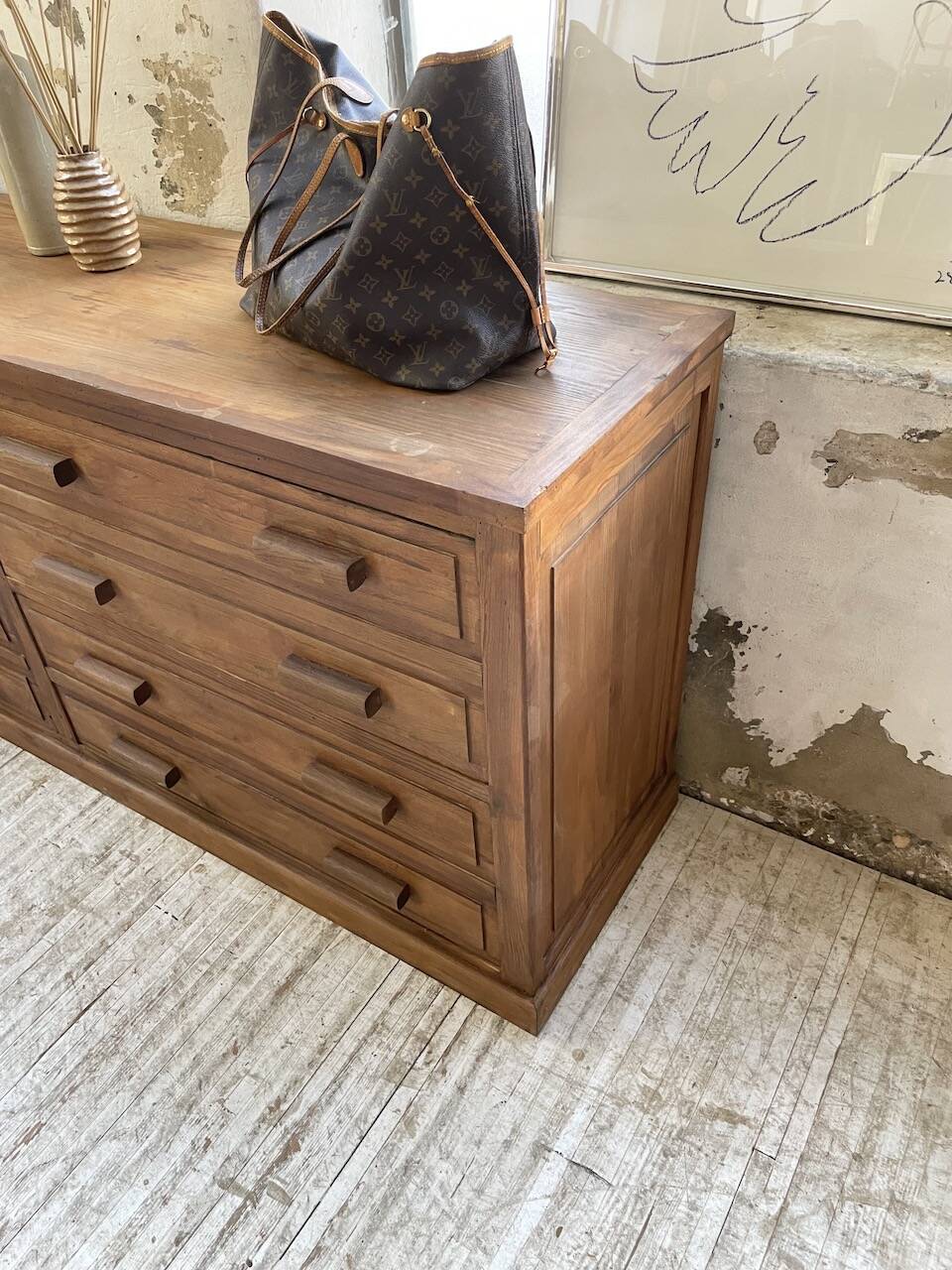 50s pitch pine haberdashery cabinet