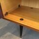 Designer sideboard with 4 doors in sapele mahogany and sycamore on a blackened wood base