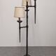 Brutalist tripod floor lamp with 3 lights in wrought iron, France circa 1950.