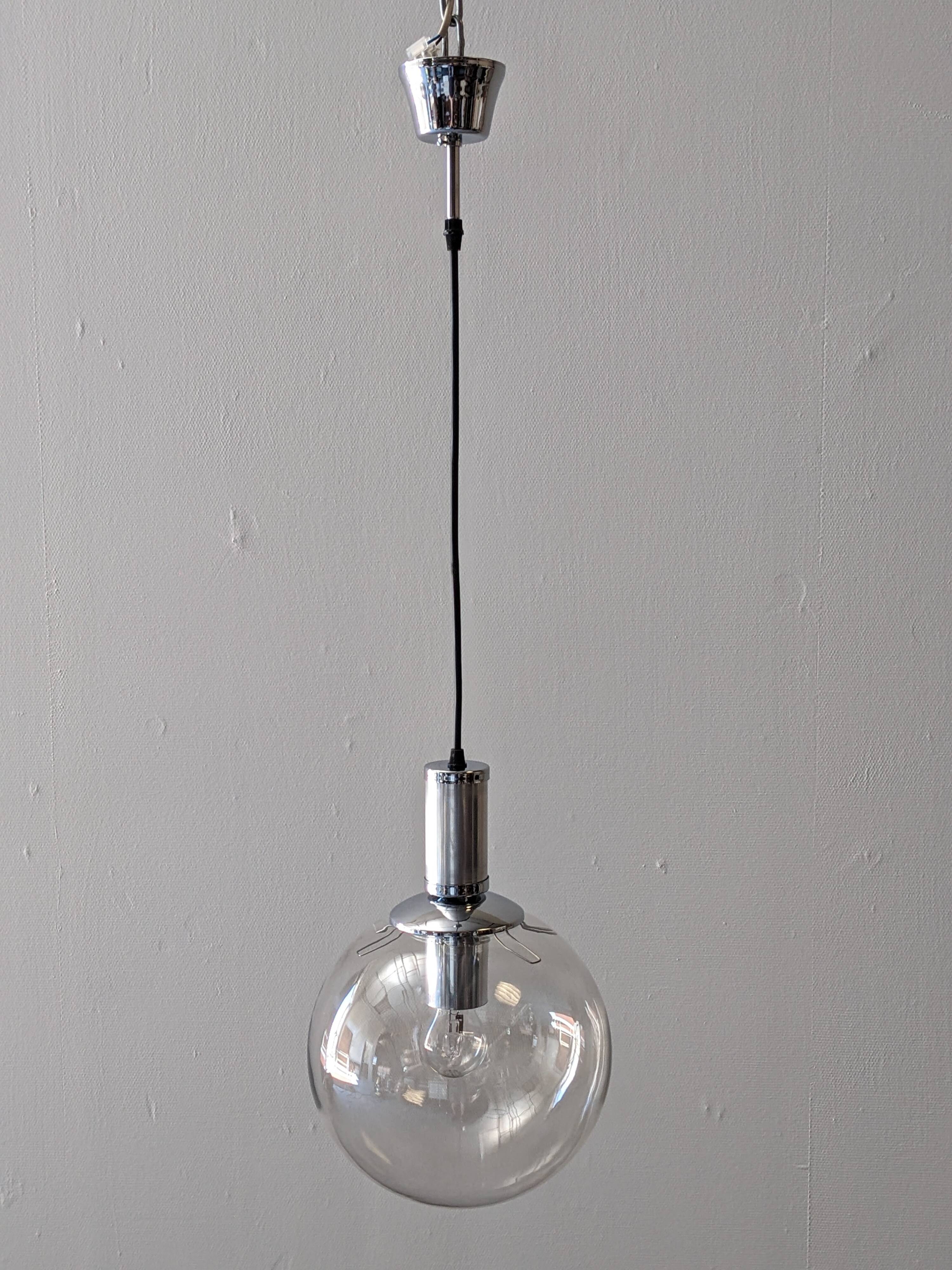 Glass ball pendant light by See Delmas, France circa 1970