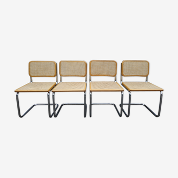 Série de 4 chaises cannées B32 Marcel Breuer années 70