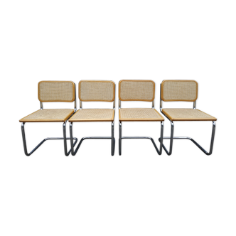 Série de 4 chaises cannées B32 Marcel Breuer années 70