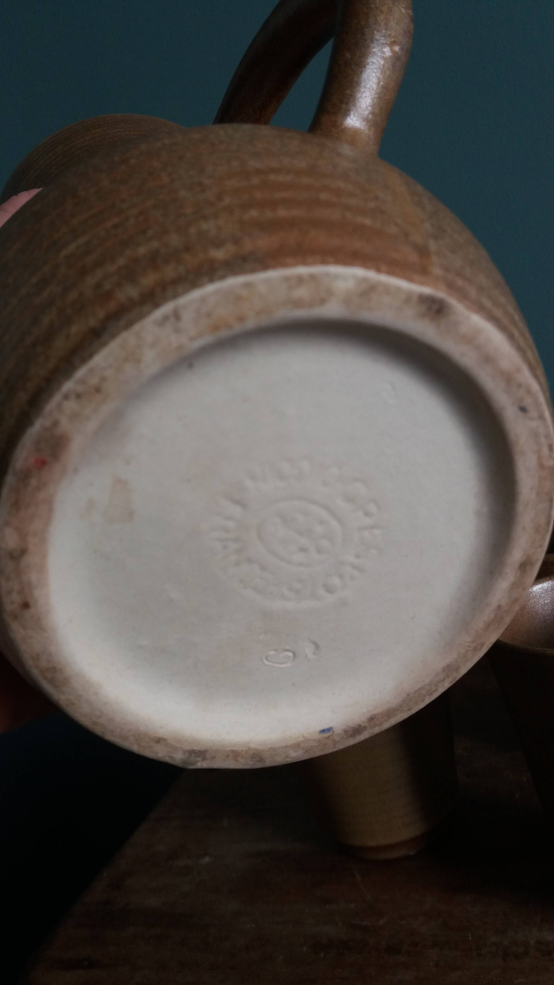 Cider or orangeade service Digoin, jug and stoneware glasses.