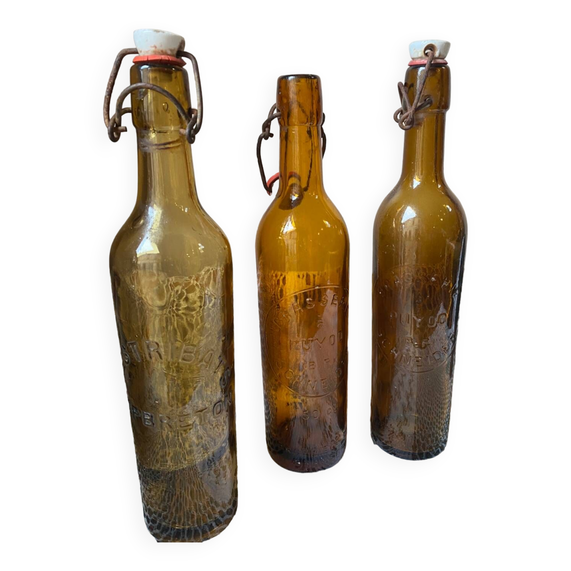 Antique amber bottles