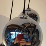 3 chrome balls pendant lamp 80s