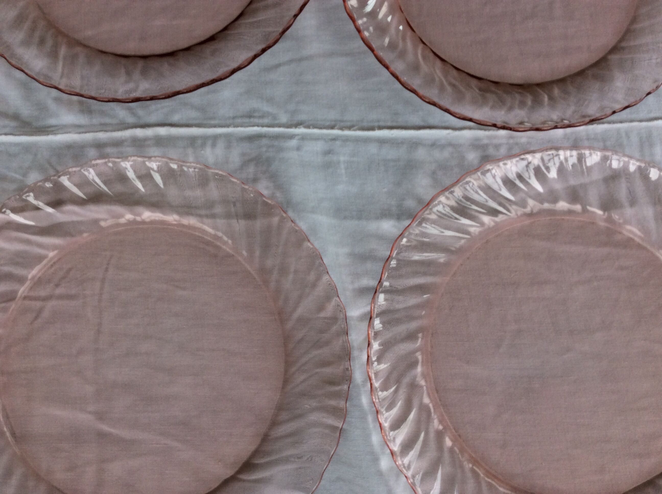 12 transparent pink vintage plates