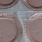 12 transparent pink vintage plates