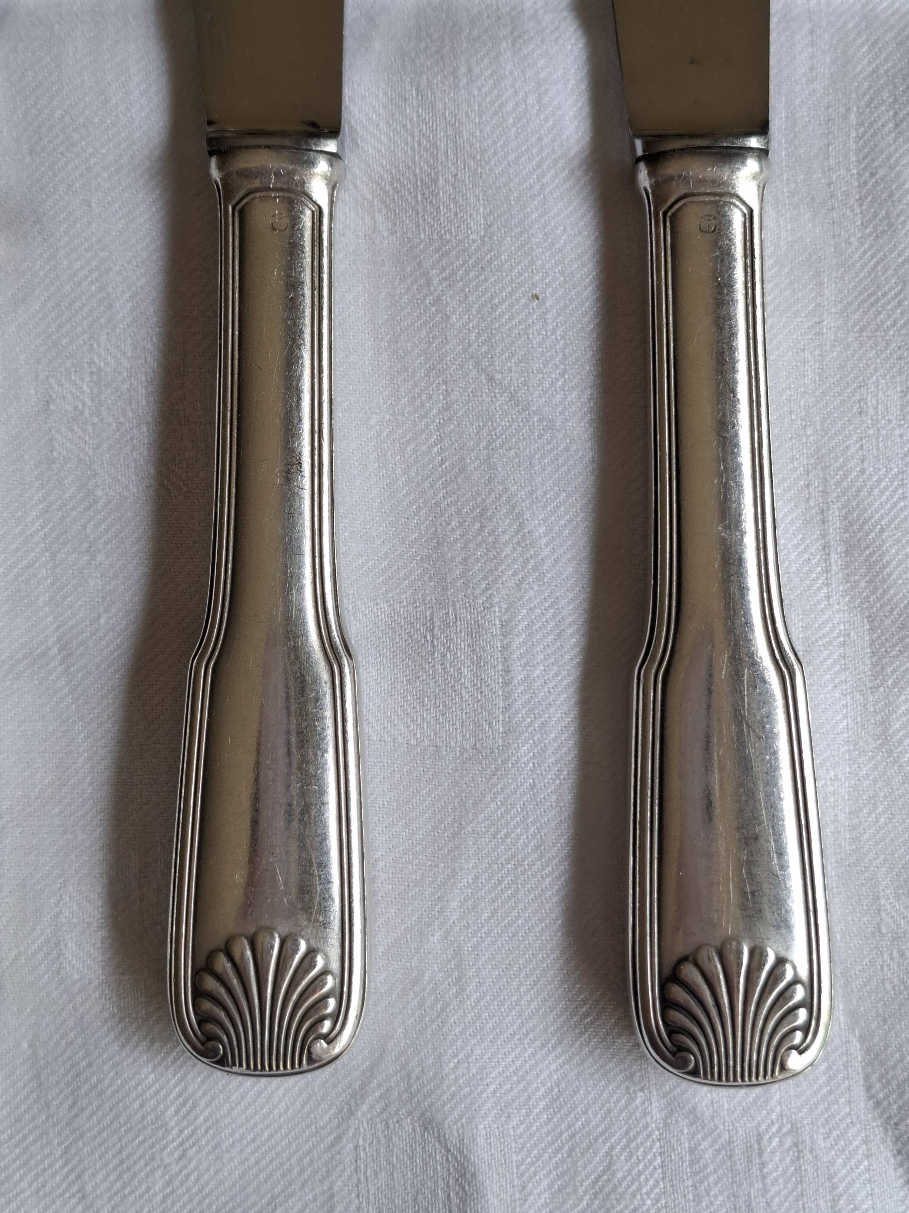 2x7 knives model Coquille or Vendôme silver-plated/stainless steel