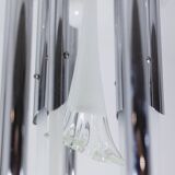 Murano glass and chrome metal chandelier. 1970s.