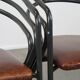 Set of 4 1970s design dining chairs with leather seats and metal frame