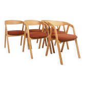 Ensemble de 6 chaises de salle à manger – Chêne naturel et tapisserie terracotta