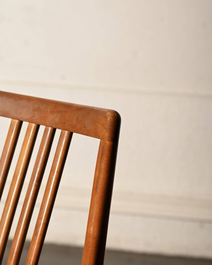 Paire de chaises Lübke vintage en bois et tissu bleu