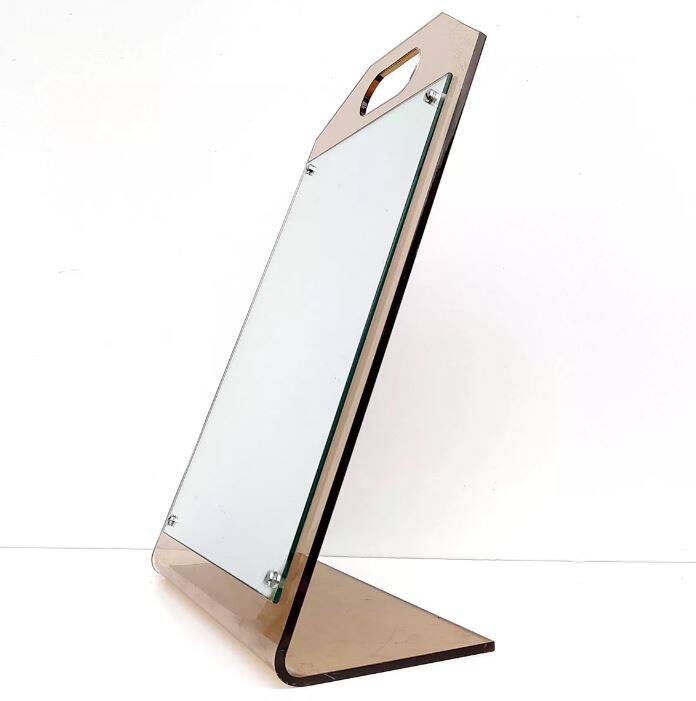 Dressing table mirror inclined plexiglass trapeze shape 70s
