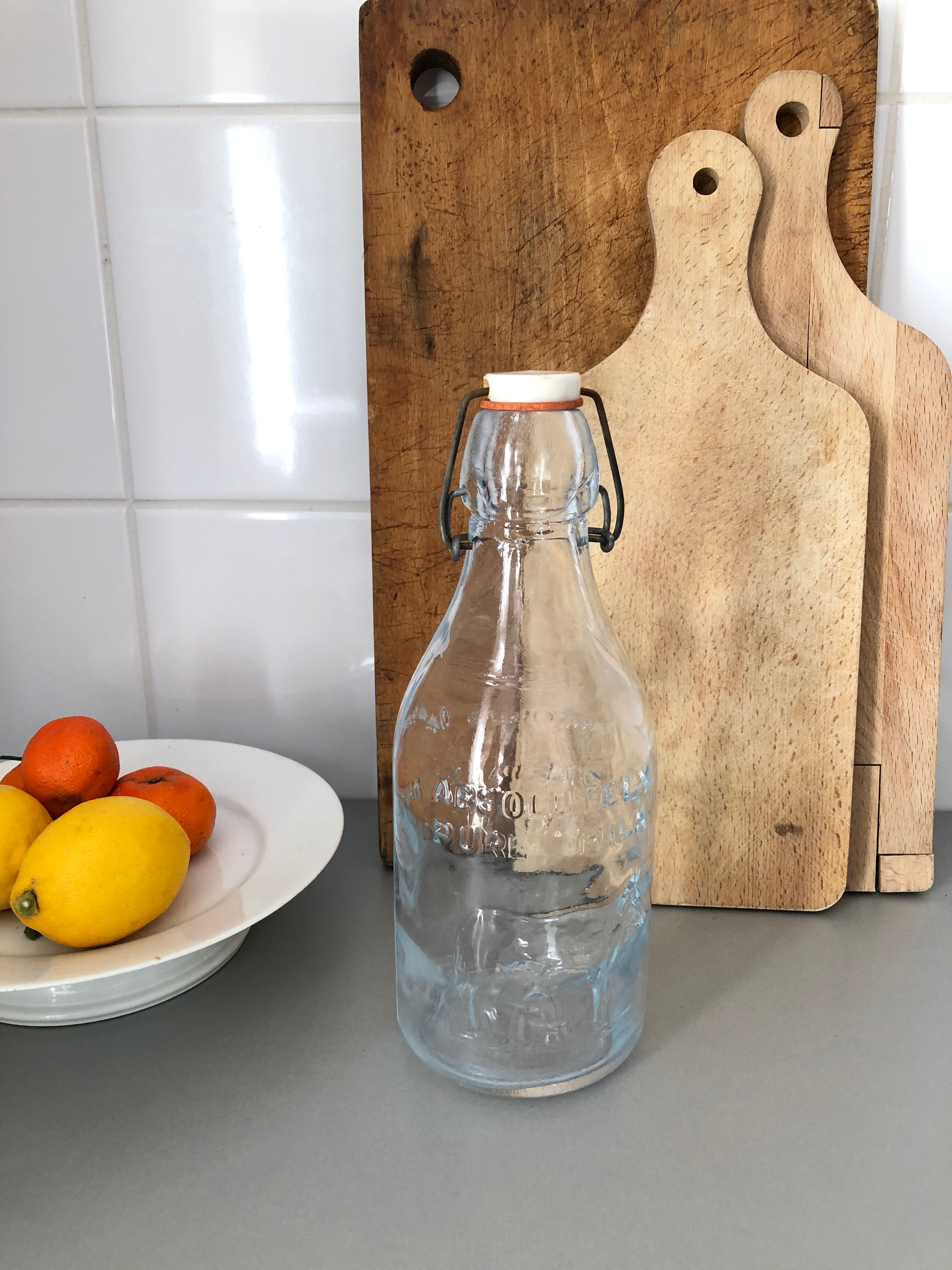 Glass milk bottle