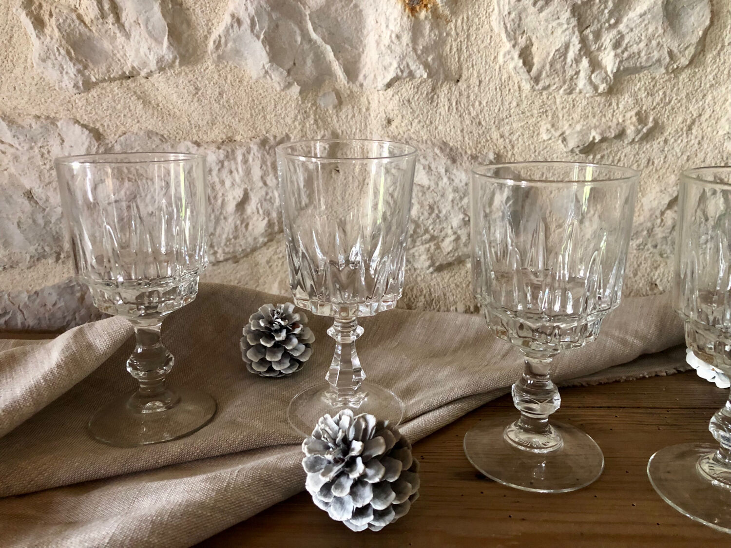 Antique stemmed crystal glasses