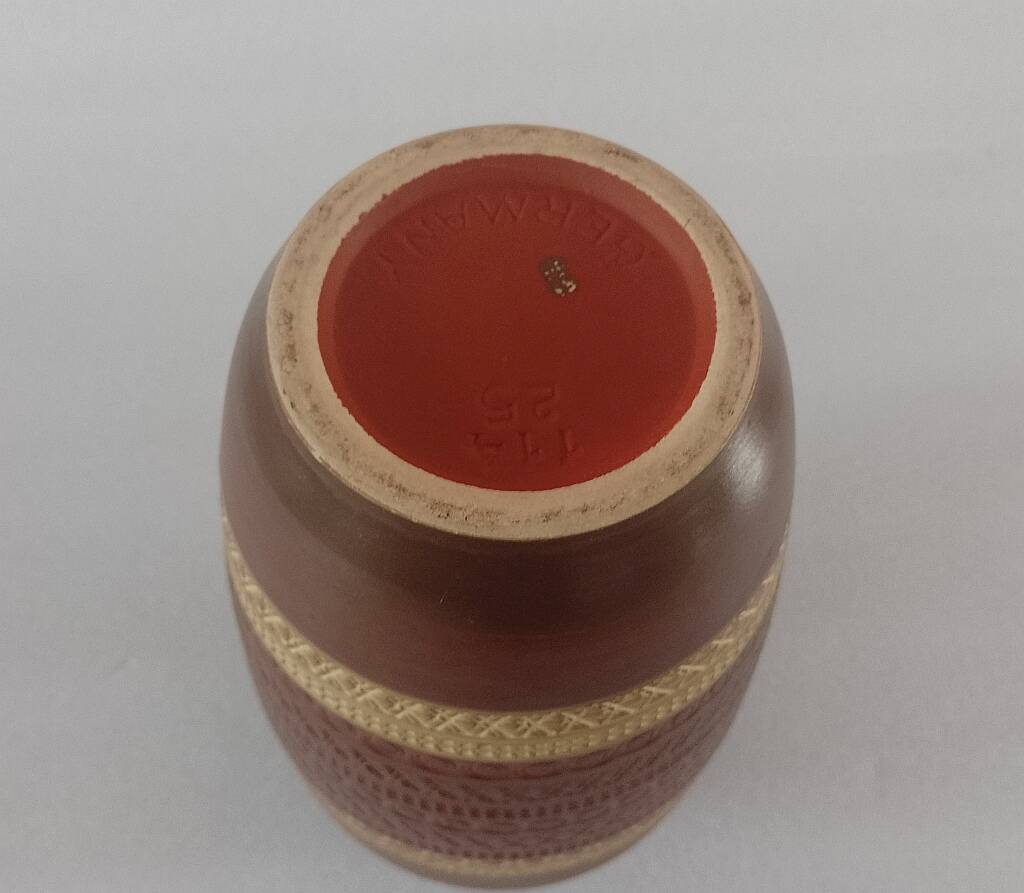 West Germany Pottery Vase Model No. 114 -25 Sgraffito Mid Century Modern