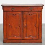 Antique Cabinet in Red/Brown with 2 Doors and a Drawer with Working Lock