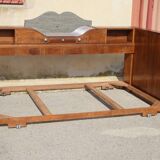 Cozy set and Art Deco bed in solid walnut