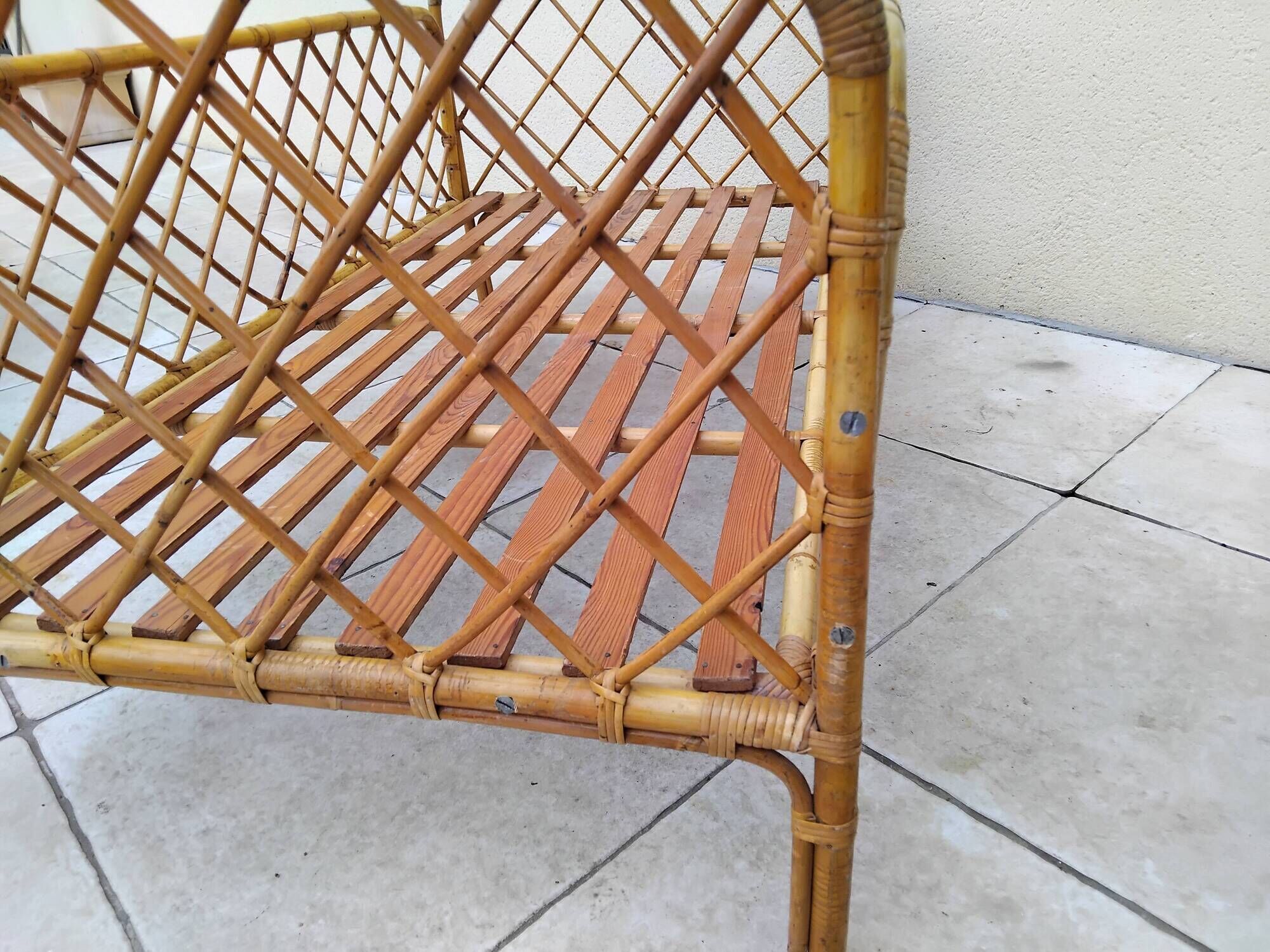 Vintage rattan child or baby bed