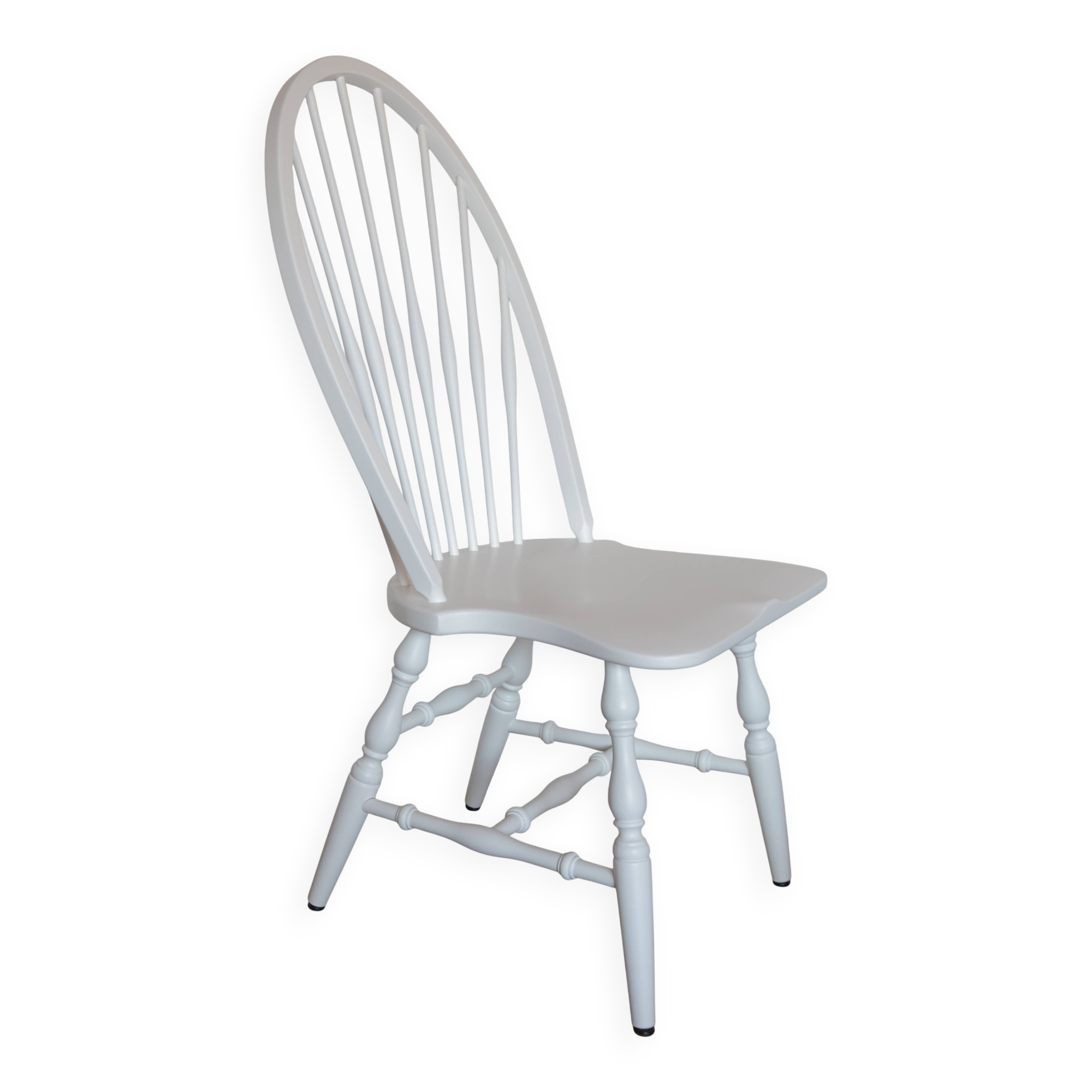 1 of 6 Vintage Wooden Dining Chair Restored Accent White Windsor Chairs