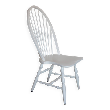 1 of 6 Vintage Wooden Dining Chair Restored Accent White Windsor Chairs