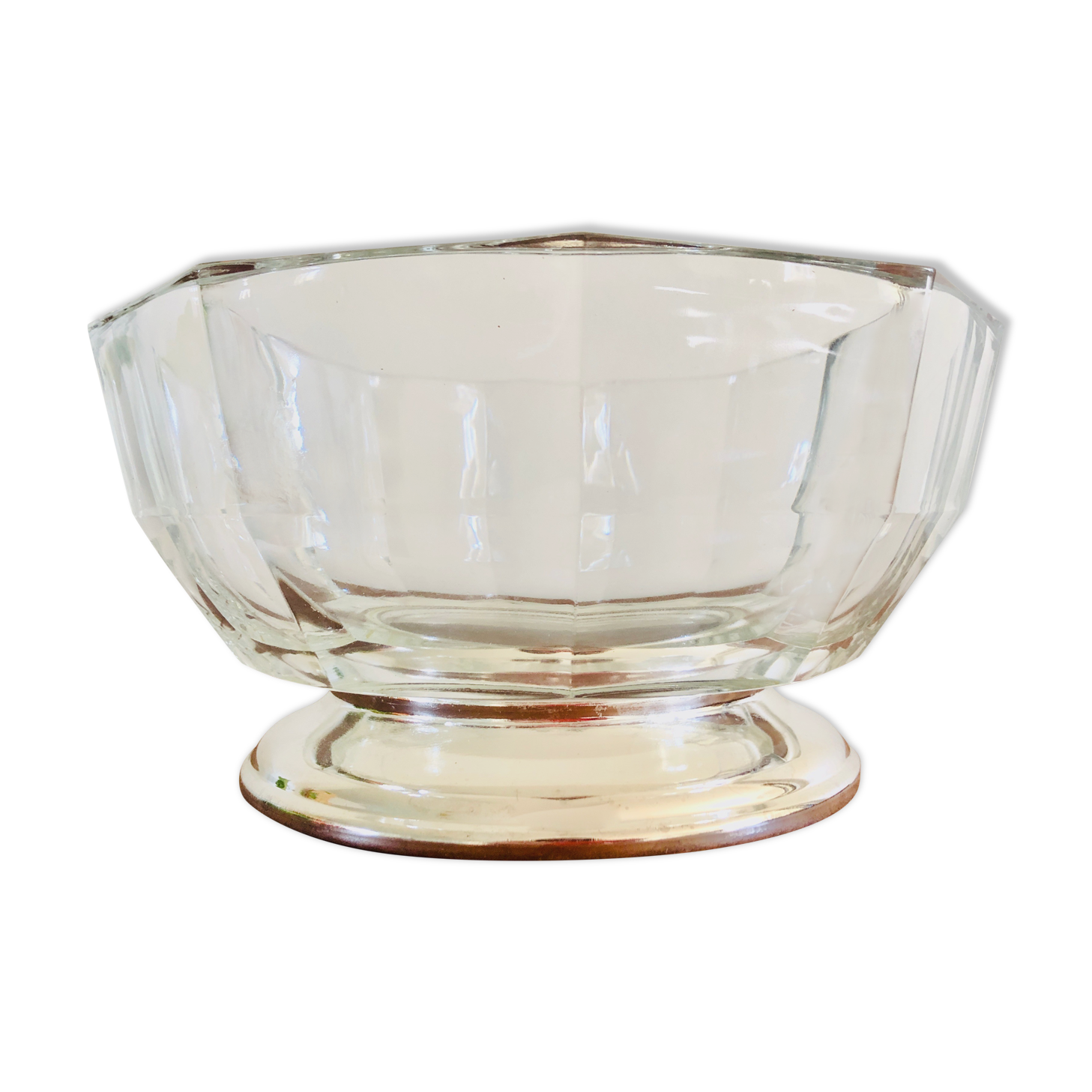 Italian salad bowl crystal silver 1970