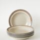 Lot de 6 assiettes creuses en grès, Beige et Ocre, 1970