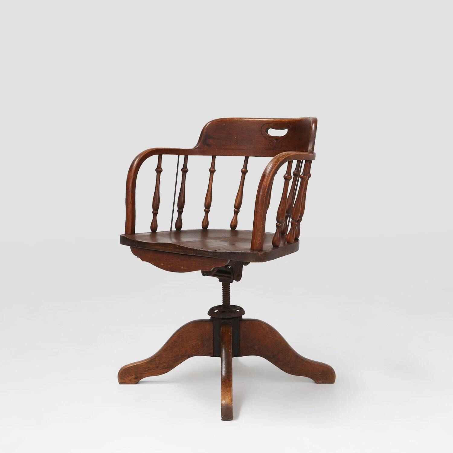Chaise de bureau capitaine à base pivotante anglaise, Royaume-Uni années 1850