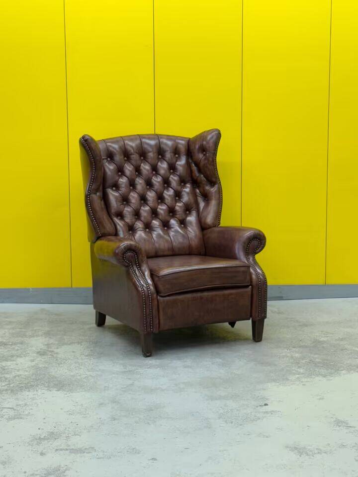 Brown leather Handmade Chesterfield Recliner Armchair